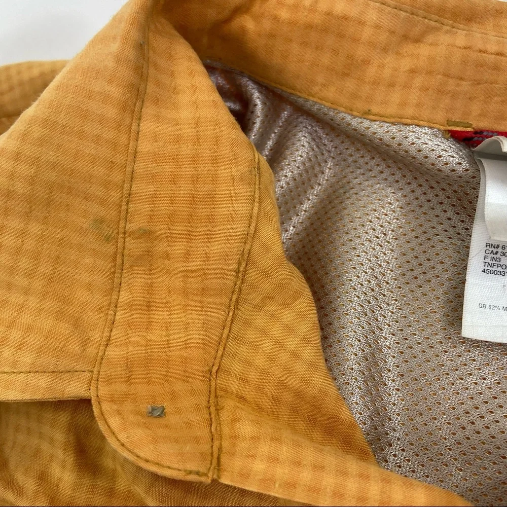 TNF The North face orange tan picnic plaid shirt.  Size Large - Picture 6 of 8